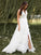 A-Line/Princess Sleeveless Organza V-neck Applique Sweep/Brush Train Wedding Dresses TPP0006149