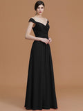 A-Line/Princess V-neck Sleeveless Floor-Length Lace Chiffon Bridesmaid Dresses TPP0005569