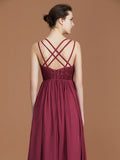A-Line/Princess Lace Sweetheart Chiffon Ruched Floor-Length Bridesmaid Dresses TPP0005841