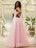 A-Line/Princess Ruffles V-neck Sleeveless Floor-Length Dresses TPP0004877