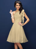 A-Line/Princess One-Shoulder Sleeveless Short Chiffon Bridesmaid Dresses TPP0005767