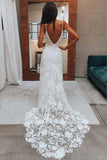 Rose Lace Sweetheart Boho Wedding Dresses Spaghetti Strap Beach Wedding Dresses