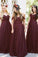 New Style A Line Tulle Sweetheart Off the Shoulder Long Ruffles Bridesmaid Dresses