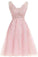 Short Dusty Rose Homecoming Dresses Lace Beads Tulle Appliqued Princess Hoco Dress