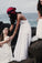 Stunning Backless White Lace Boho Spaghetti Straps Chiffon Beach Lace Lining Wedding Dress