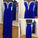 Royal Blue Royal Blue Silver Beaded Beads Sweetheart Chiffon Formal Gown For Senior Teens