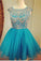 Blue Short Prom Dresses Homecoming Gowns Fitted Party Dress Sparkly Cocktail Dress