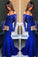 Royal Blue Lace Long Sleeves Sexy Prom Dresses for Teens