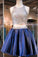 Navy Blue Two Piece Beading Short Prom Gown Sweet 16 Dress Bling Homecoming Dress