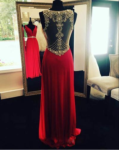 Red Open Back Backless Sparkle Long Open Backs Prom Dress Sparkly Evening Formal Gown