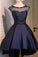 Navy blue Satin Classy Sexy Party Dress Charming Graduation Dress Homecoming Dresses