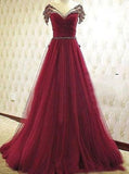 Pd61139 Charming Prom Dress Tulle Prom Dress Beading Prom Dress A-Line Evening