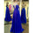Royal Blue Sparkle Beads Halter Pretty Illusion High Neck Chiffon Prom Dresses
