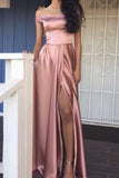 prom dresses prom dresses fashion pink off the shoulder prom dress sexy slit evening