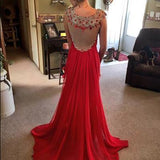 Red Beading Real Made Prom Dresses Long Evening Dresses Prom Dresses On Sale