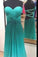 Simple A-Line Chiffon Ombre Strapless Green Sweetheart Open Back Prom Dresses
