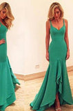 Beautiful Mermaid New Style Green Prom Dresses Satin Evening Gown For Teens Juniors