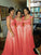 Coral Chiffon Corset Long Bridesmaids Dress Formal Prom Dress