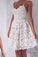 A-Line Spaghetti Straps Lace up Ivory Lace Short Sleeveless Sweet 16 Cocktail Dress