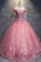 Ball Gown Off-the-Shoulder Watermelon Tulle Sweetheart Cheap Wedding Dresses with Appliques