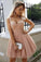 A Line Sweetheart Strapless Straps Tulle Beaded Grey Short Homecoming Dresses with Appliques