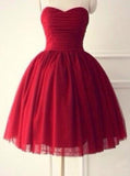 Hot-selling Sweetheart Sleeveless Knee-Length Red Homecoming Dress Ruched