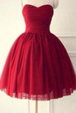 Hot-selling Sweetheart Sleeveless Knee-Length Red Homecoming Dress Ruched