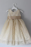 Princess A Line Lace Scoop with Bow Cheap Rustic Flower Girl Dresses