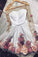 White Tulle Applique Short Prom Dress Long Sleeve Homecoming Dresses with Flowers