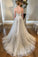 A Line Sweetheart Strapless Backless Silver Grey Tulle Wedding Dresses with Sweep Train