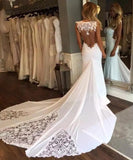 Elegant Sleeveless Mermaid Sheath Backless Sweetheart Applique Lace Wedding Dresses