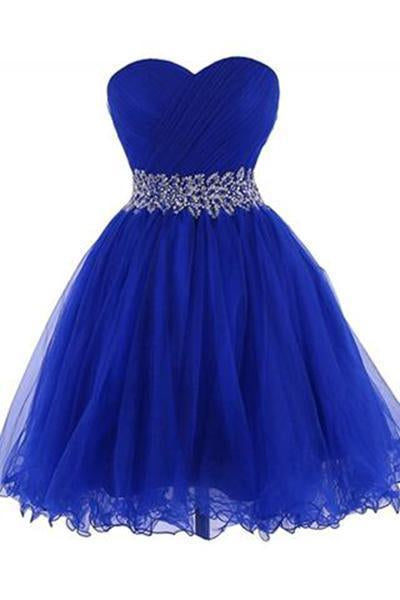 Modern Sweetheart Knee Length Royal Blue Homecoming Dress